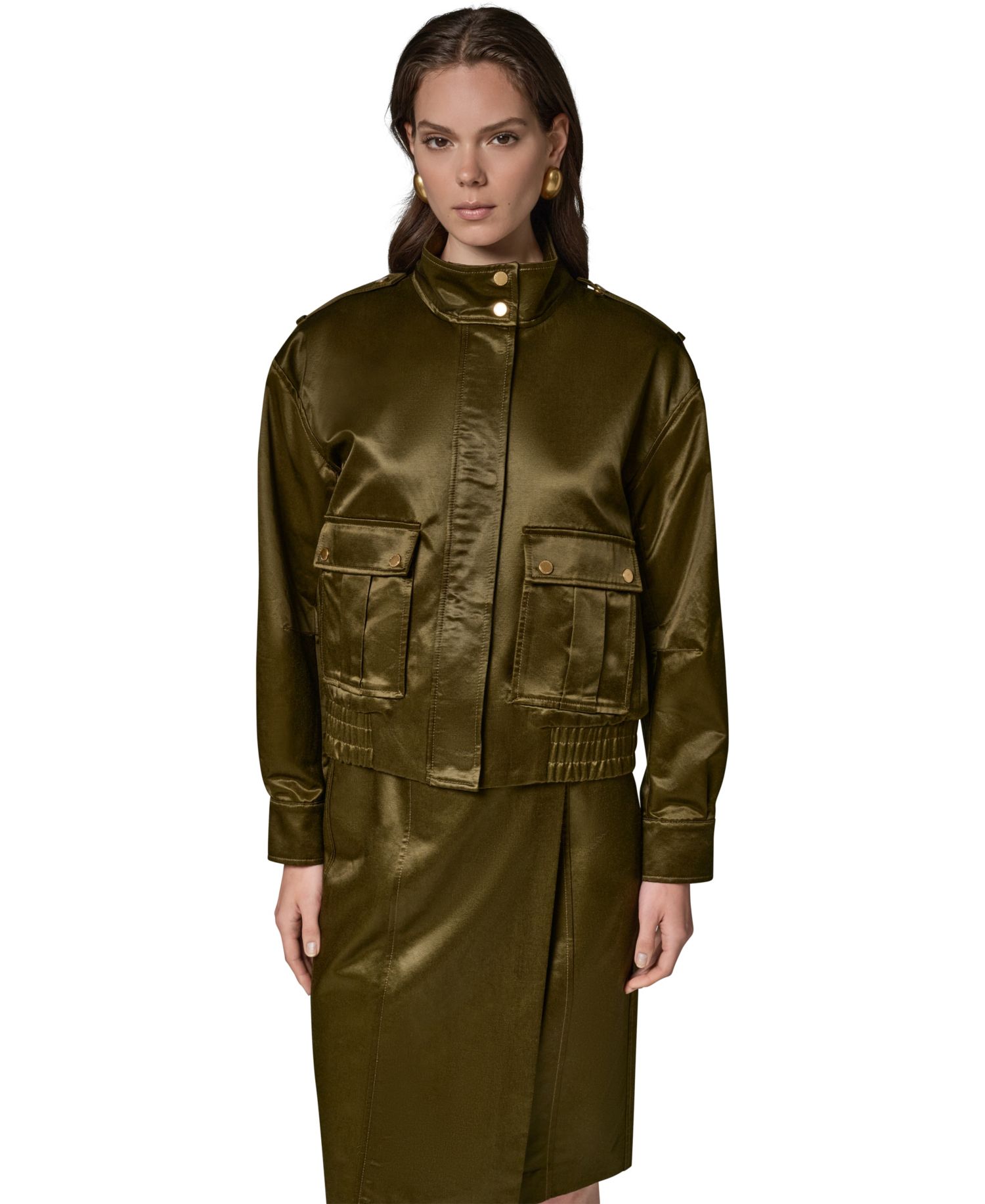 Women's Glazed Cotton Zip-Front Jacket