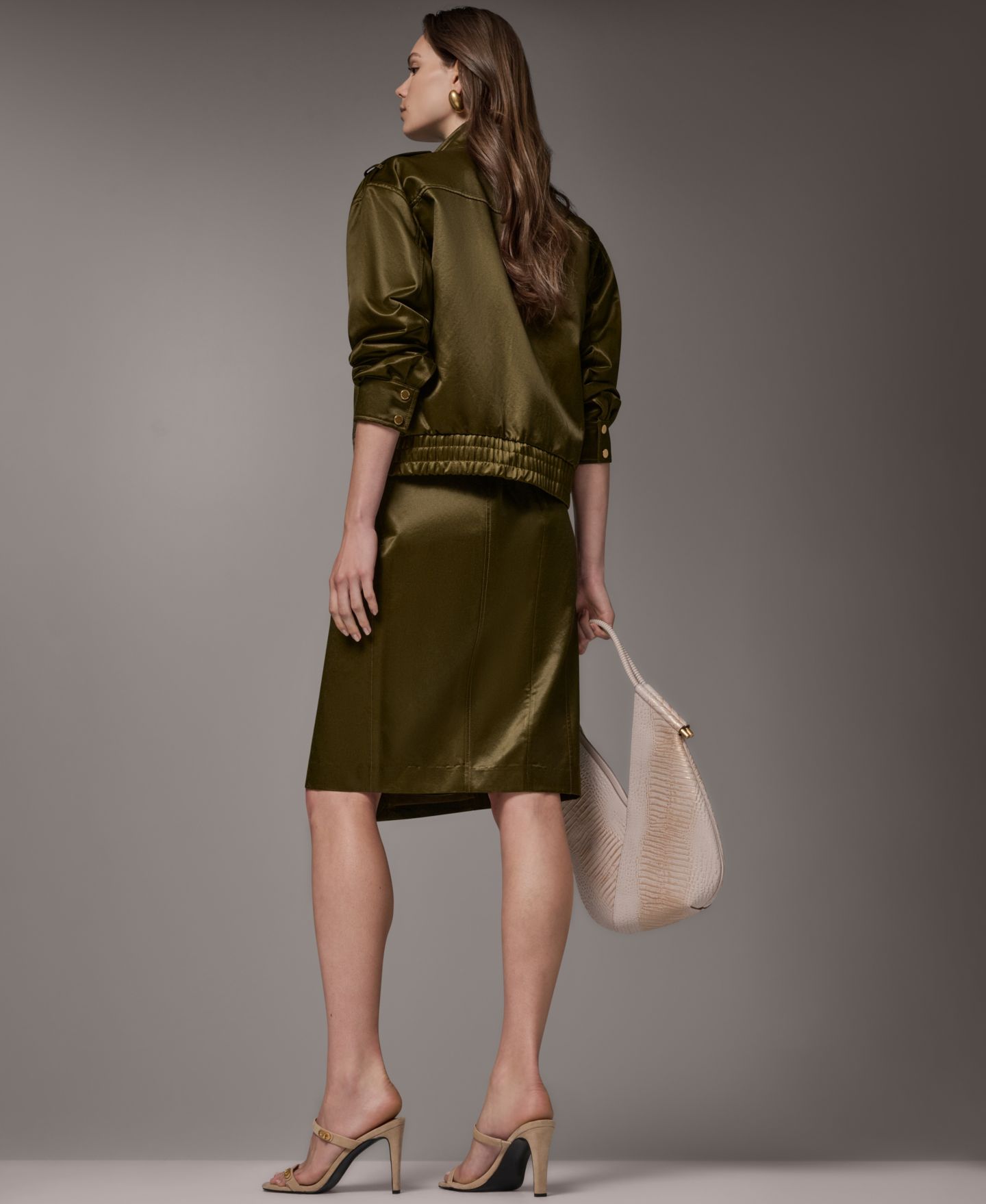 Женская куртка Donna Karan New York Glazed Cotton Zip-Front, цвет: Оливковый — фото 17