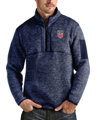 Men's Heather Navy USMNT Fortune Quarter-Zip Pullover Sweatshirt