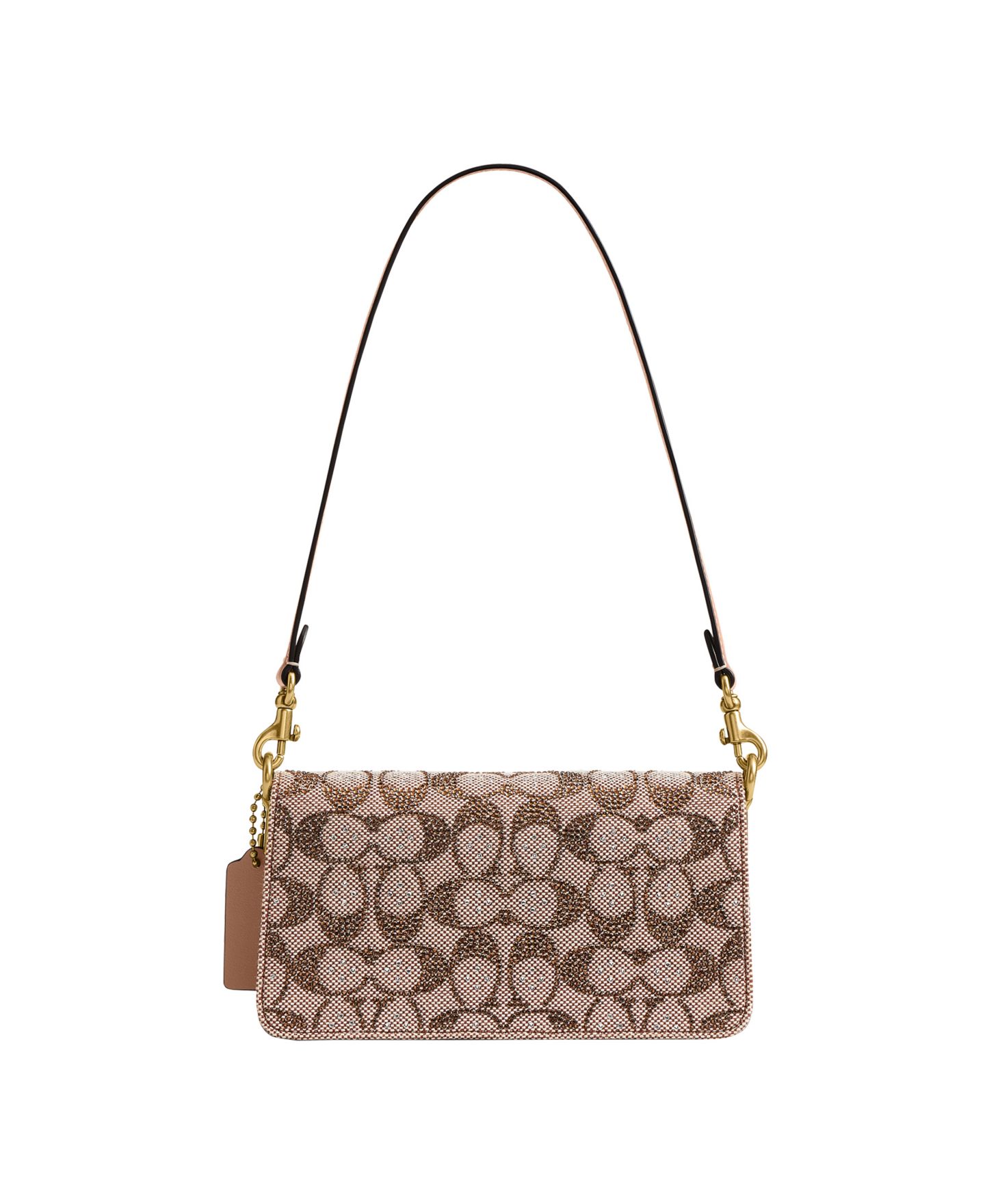 Женская сумка COACH Tabby Small Crystal Signature Jacquard Shoulder Bag 20, цвет: Латунный / Серо-бежевый — фото 3