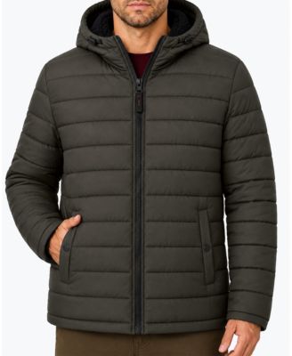 Men's Stretch Hooded Sherpa Lined Puffer Jacket