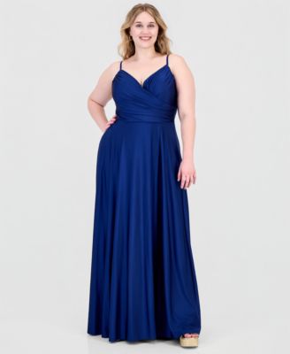 Plus Size Satin Sweetheart Wrap Gown