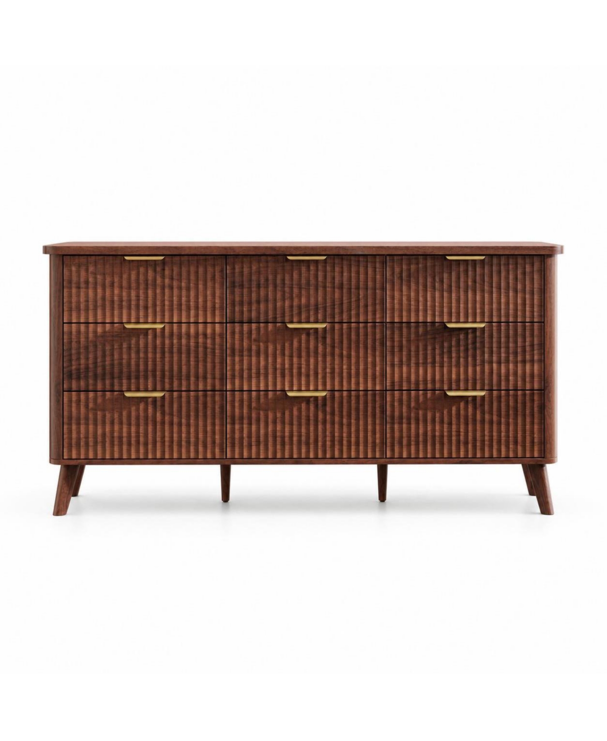 gaomon 60.6" Fluted 9-Drawer Dresser with Curved Profile, Modern Chest and Tv Stand