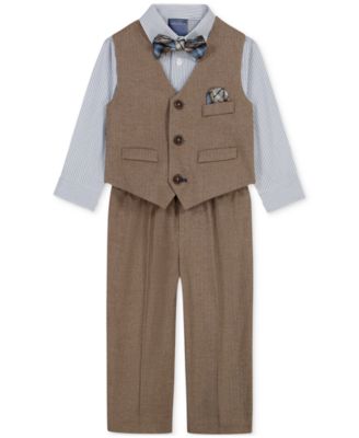 Baby Boys' Long-Sleeve Shirt, Vest, Pants and Tie, 4-Piece Set
