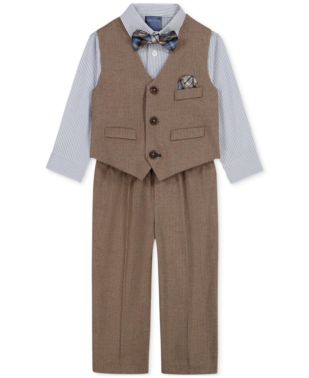 Nautica Baby Boys' Long-Sleeve Shirt, Vest, Pants and Tie