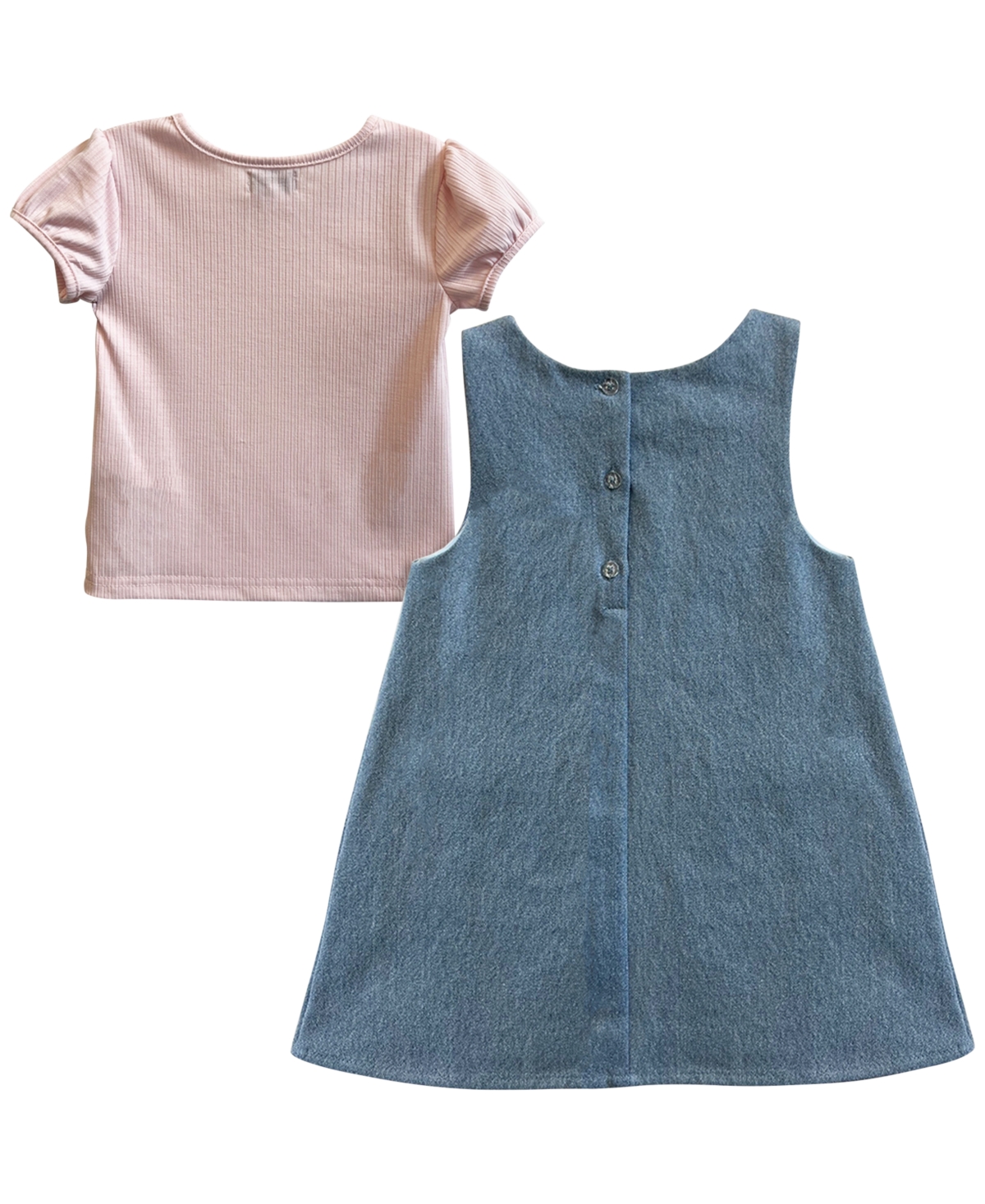 Blueberi Boulevard Girls' 2T-6X Sleeveless Chambray Jumper and T-Shirt, 2-Piece Set