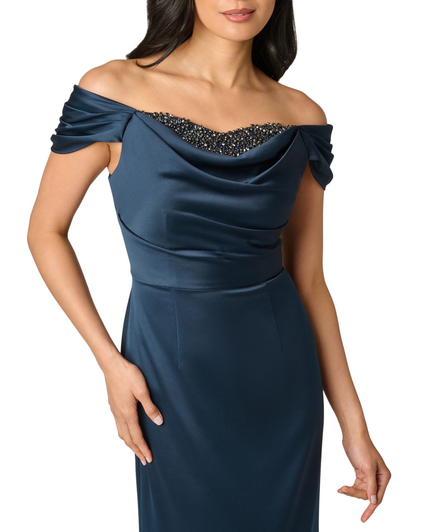 Женское платье Adrianna Papell Layered Bodice Gown, цвет: Тёмный тёмно-синий — фото 3