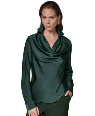 Women's Satin Back Crepe Long-Sleeve Top