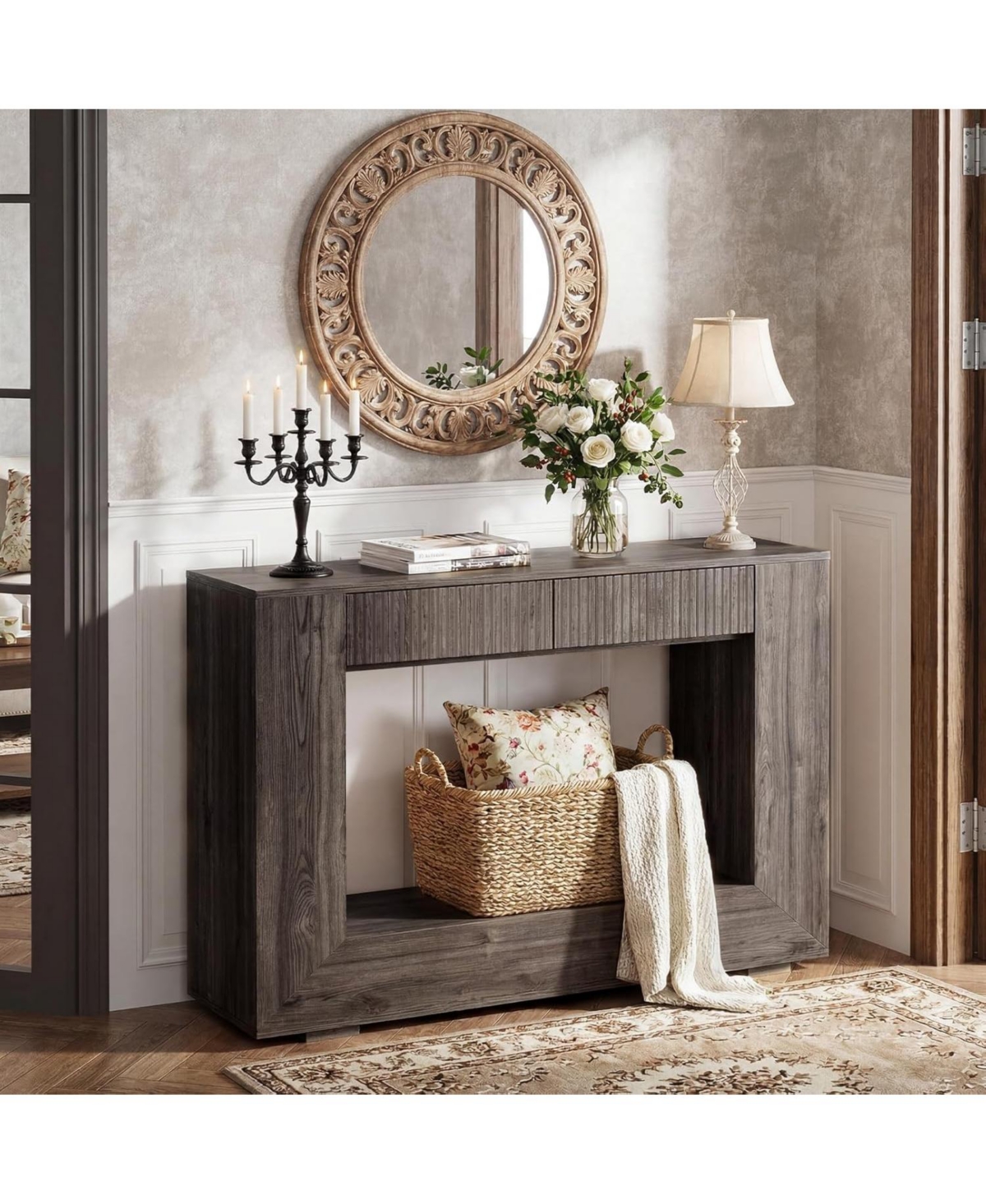 gaomon Mdf Console Table - Hallway Console Table, Entryway Table, Console Table with Drawer, Rustic Console Table, and Storage Console Table - Oxford