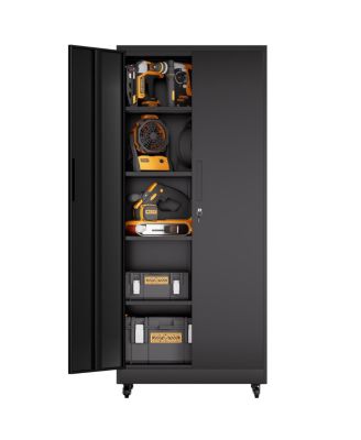 71" Heavy Duty Rolling Metal Garage Storage Cabinet with 4 Adjustable Shelves
