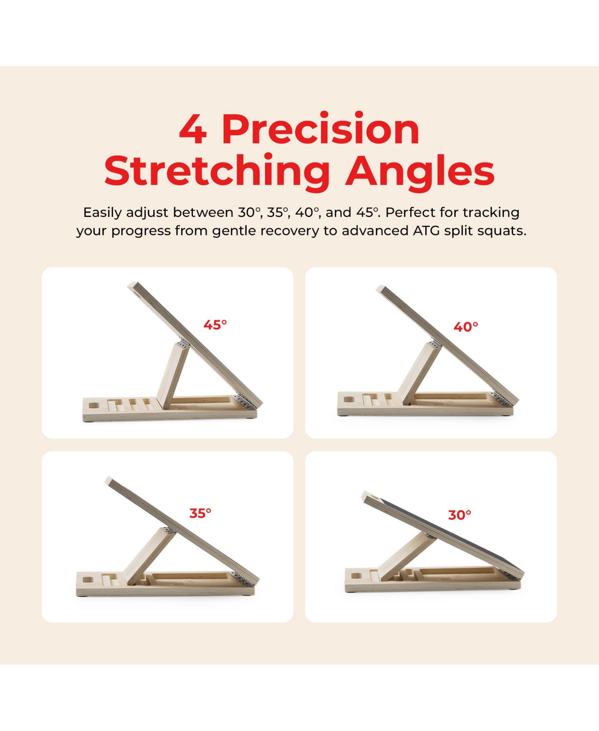 Sunny Health & Fitness Adjustable Wooden Slant Board - 450 lb Capacity Calf Stretcher and Atg Split Squat Wedge