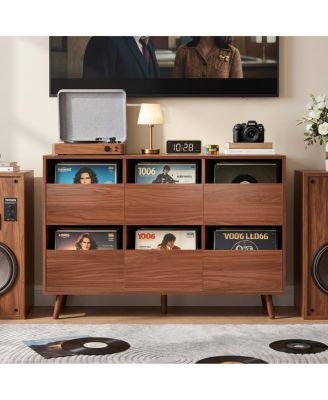 Mid-Century Large Record Player Stand with Storage