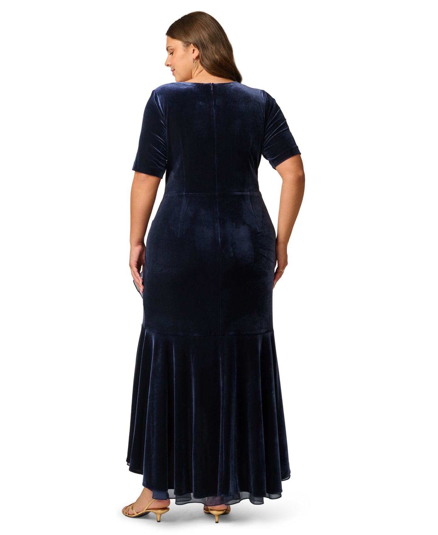 Женское платье Adrianna Papell Plus Size Surplice Neck Fit & Flare, цвет: Тёмно-синий — фото 5