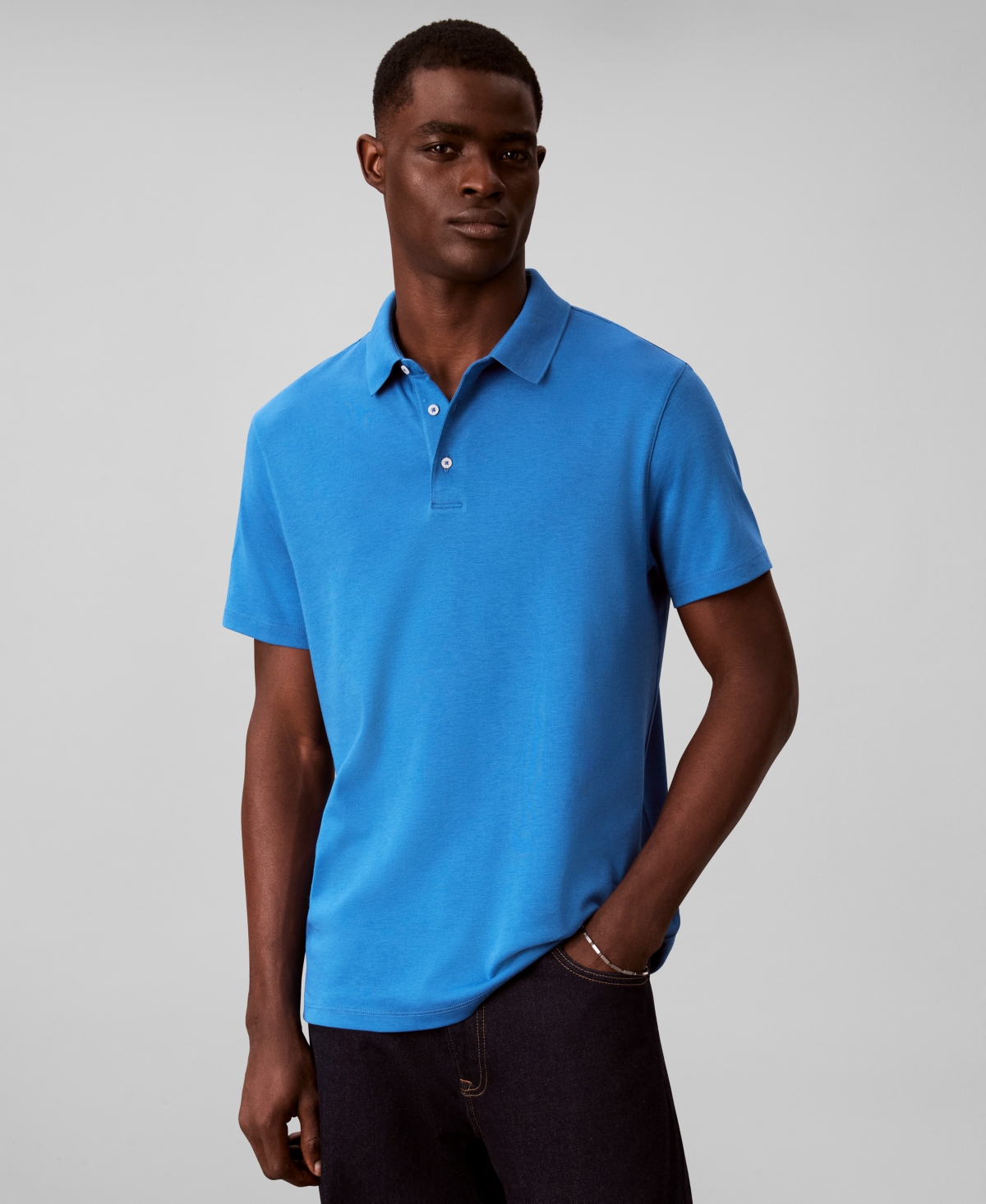 Calvin Klein Men's Short Sleeve Supima Cotton Polo Shirt - GRISAILLE