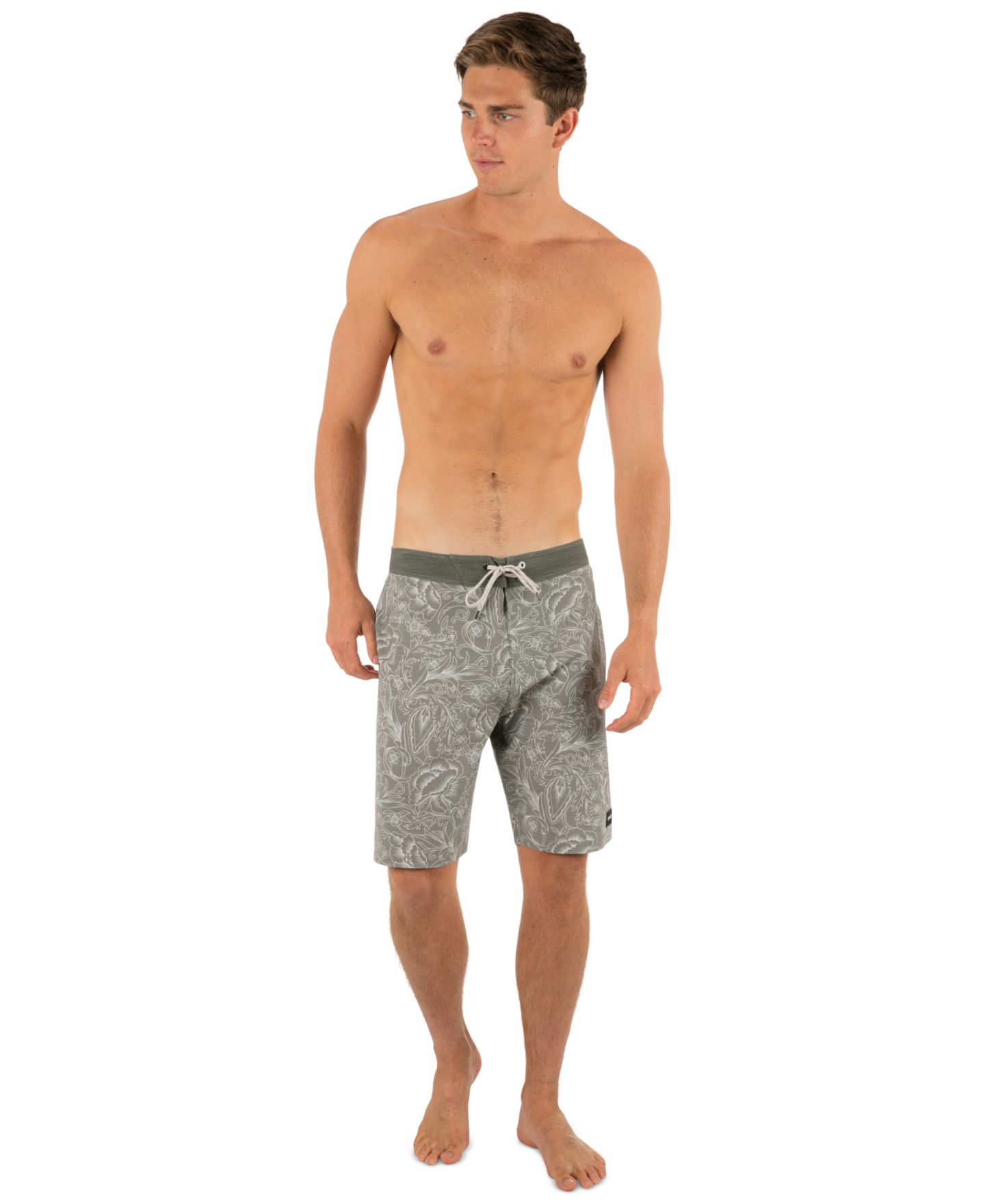 Пляжные шорты Quiksilver Quick-Dry для мужчин, цветочный принт — Hurley, цвет: Армейский — фото 2