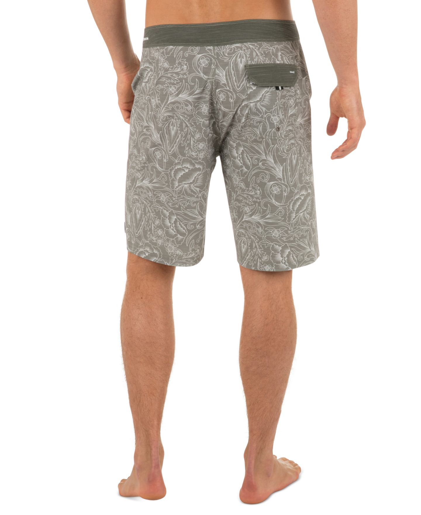 Пляжные шорты Quiksilver Quick-Dry для мужчин, цветочный принт — Hurley, цвет: Армейский — фото 3
