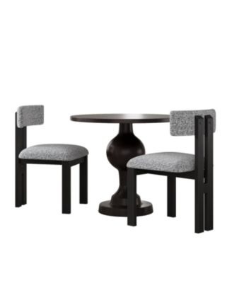 3-Piece Round Dining Set, Upholstered Chairs with Metal Legs, Modern Kitchen Table for 2