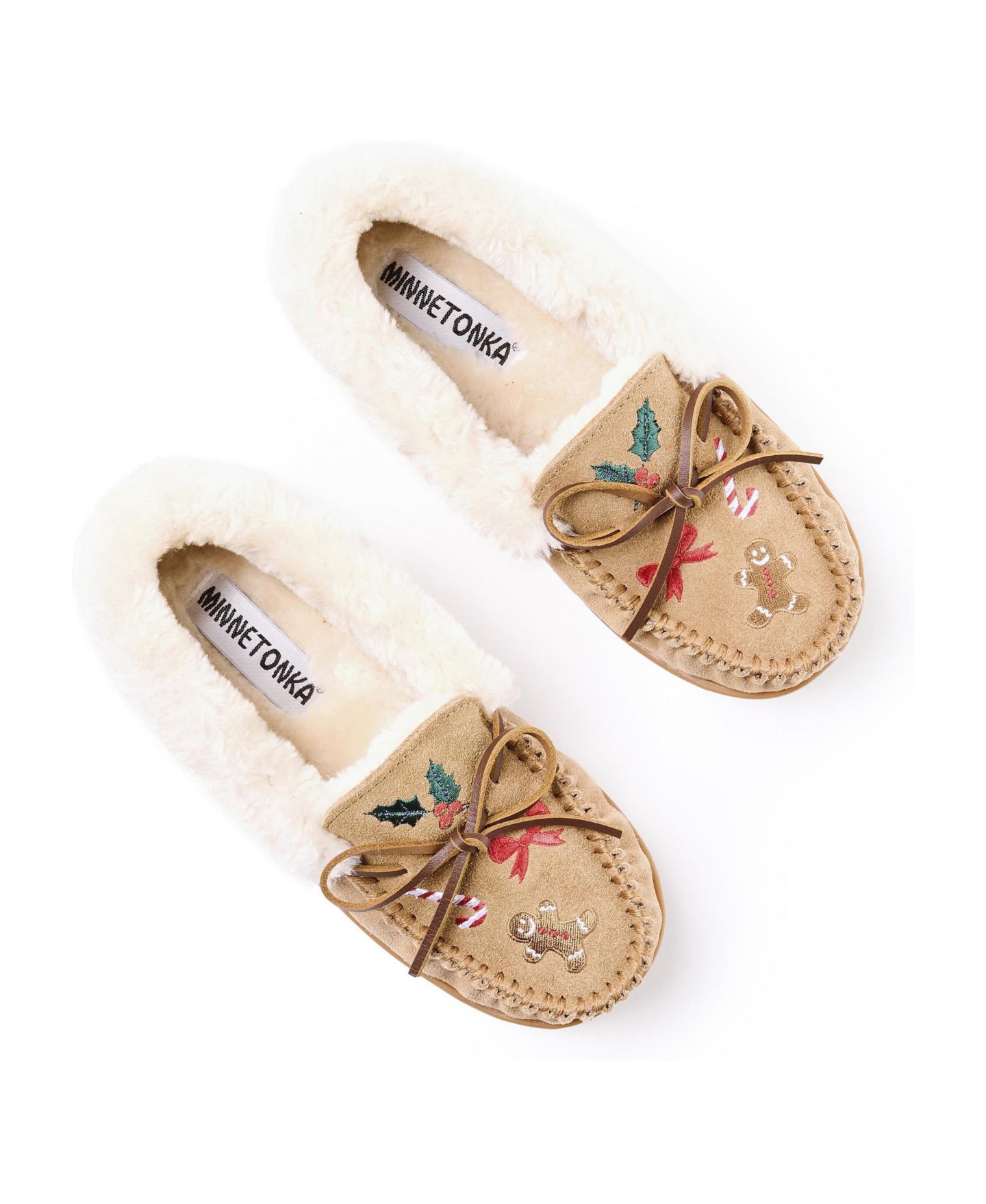 Женские тапочки Minnetonka Camp Collar Moc Slipper, цвет: Бежевый — фото 2