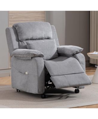Power Recliner Chair with Chenille Upholstery and Lumbar Pillow