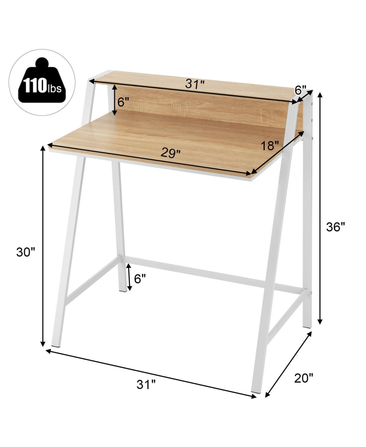 Gouun 2 Tier Computer Desk Pc Laptop Table Study Writing Home Office Workstation New