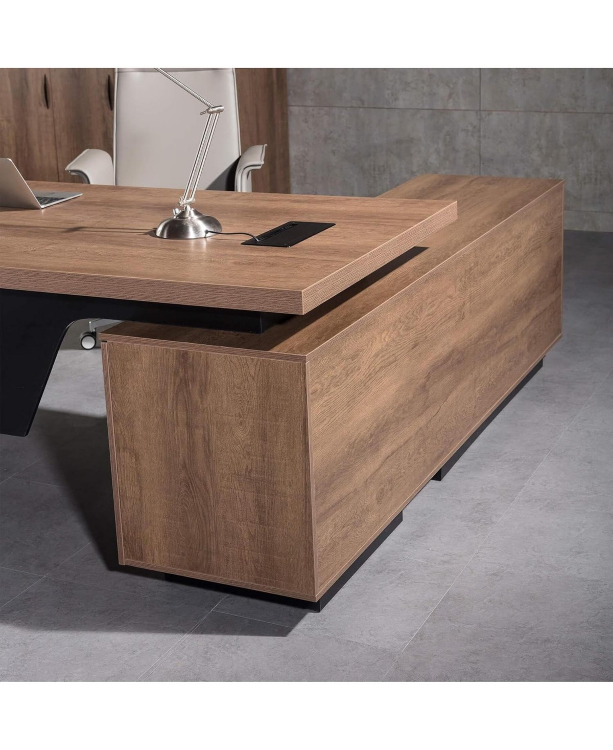 Logicfox 86 or 94.5 L Shaped Executive Desk Retractable Office with Drawers