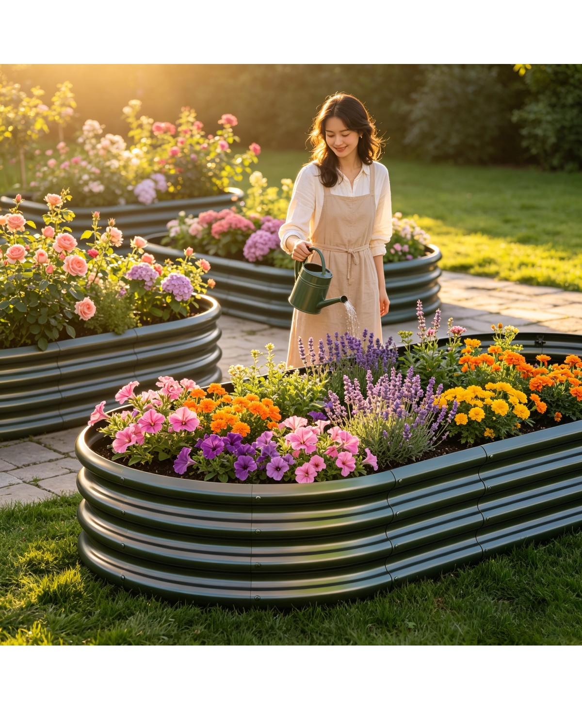 Streamdale Furniture 6x3x1ft Galvanized Raised Garden Bed - Heavy Duty Metal Planter Box