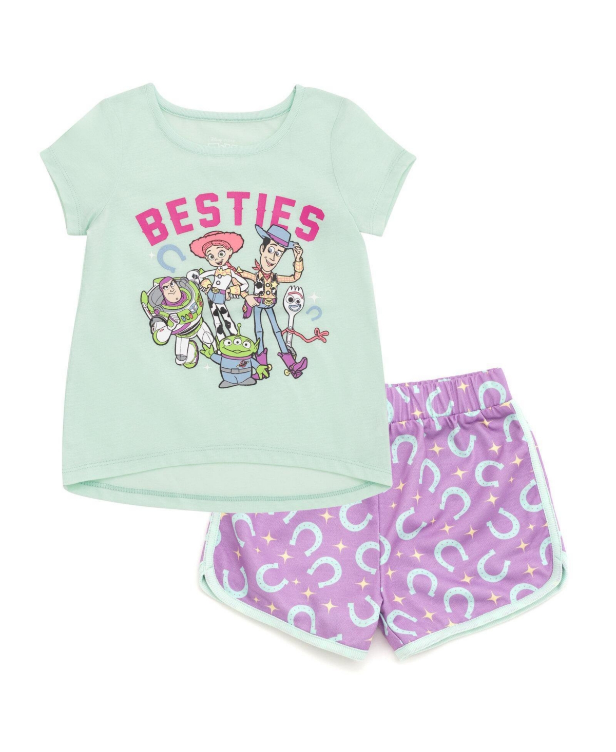 Cars Toy Story Toddler Girls' 2-Piece T-Shirt and Dolphin Shorts Set