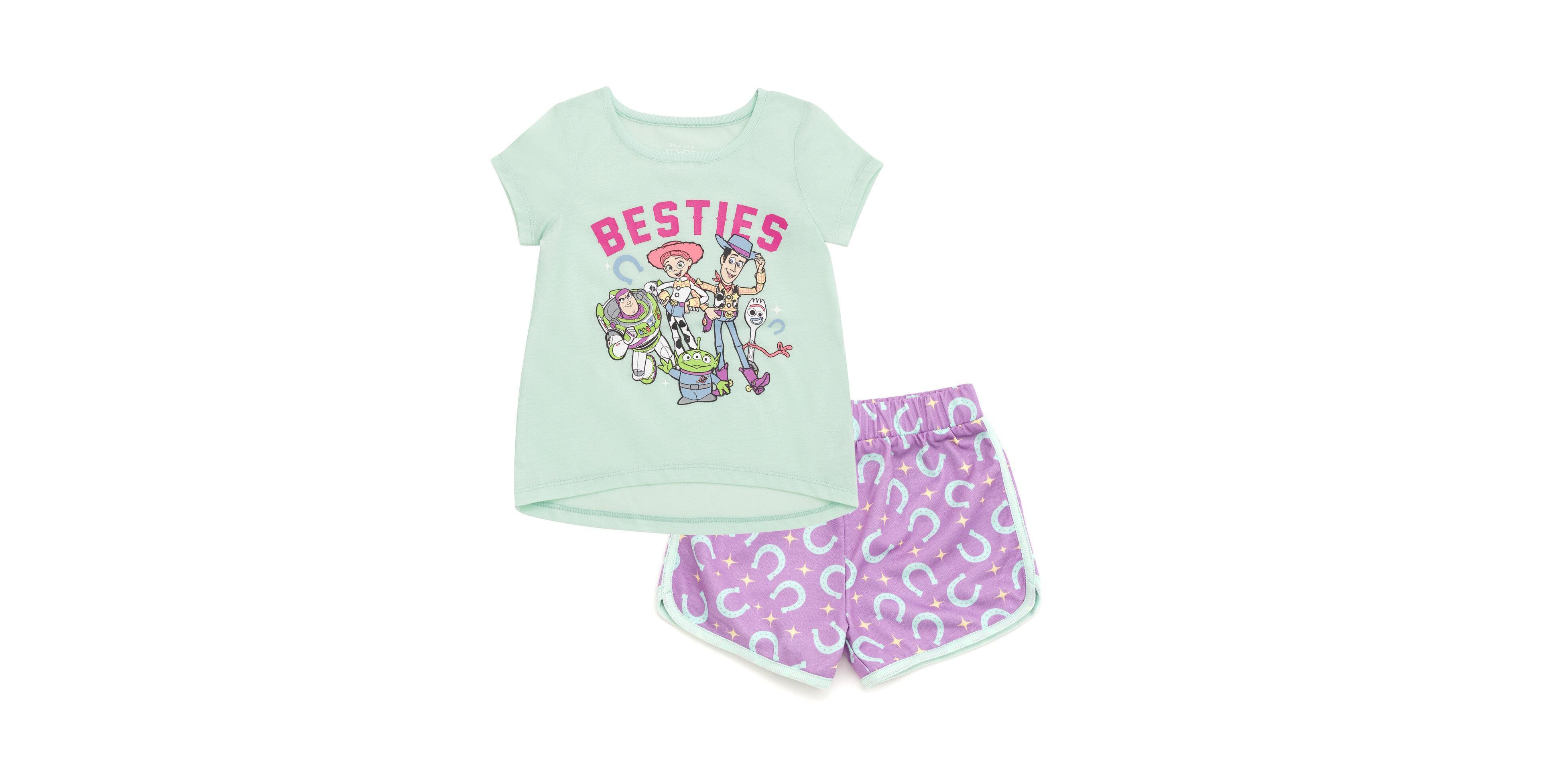 Cars Toy Story Toddler Girls' 2-Piece T-Shirt and Dolphin Shorts Set