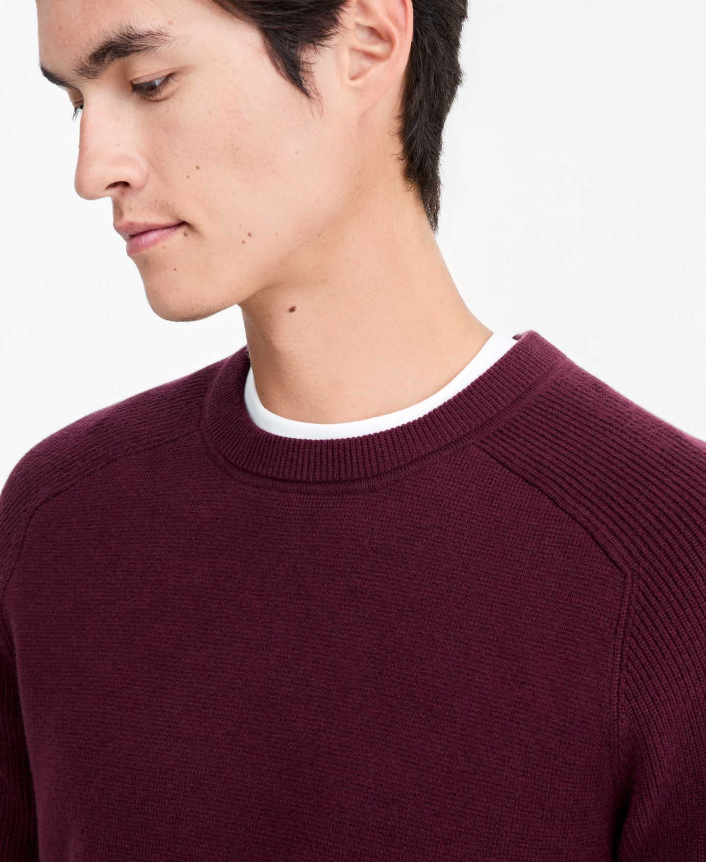 Мужской свитер Alfani Crewneck Saddle-Shoulder, цвет: Глубокий винный — фото 3