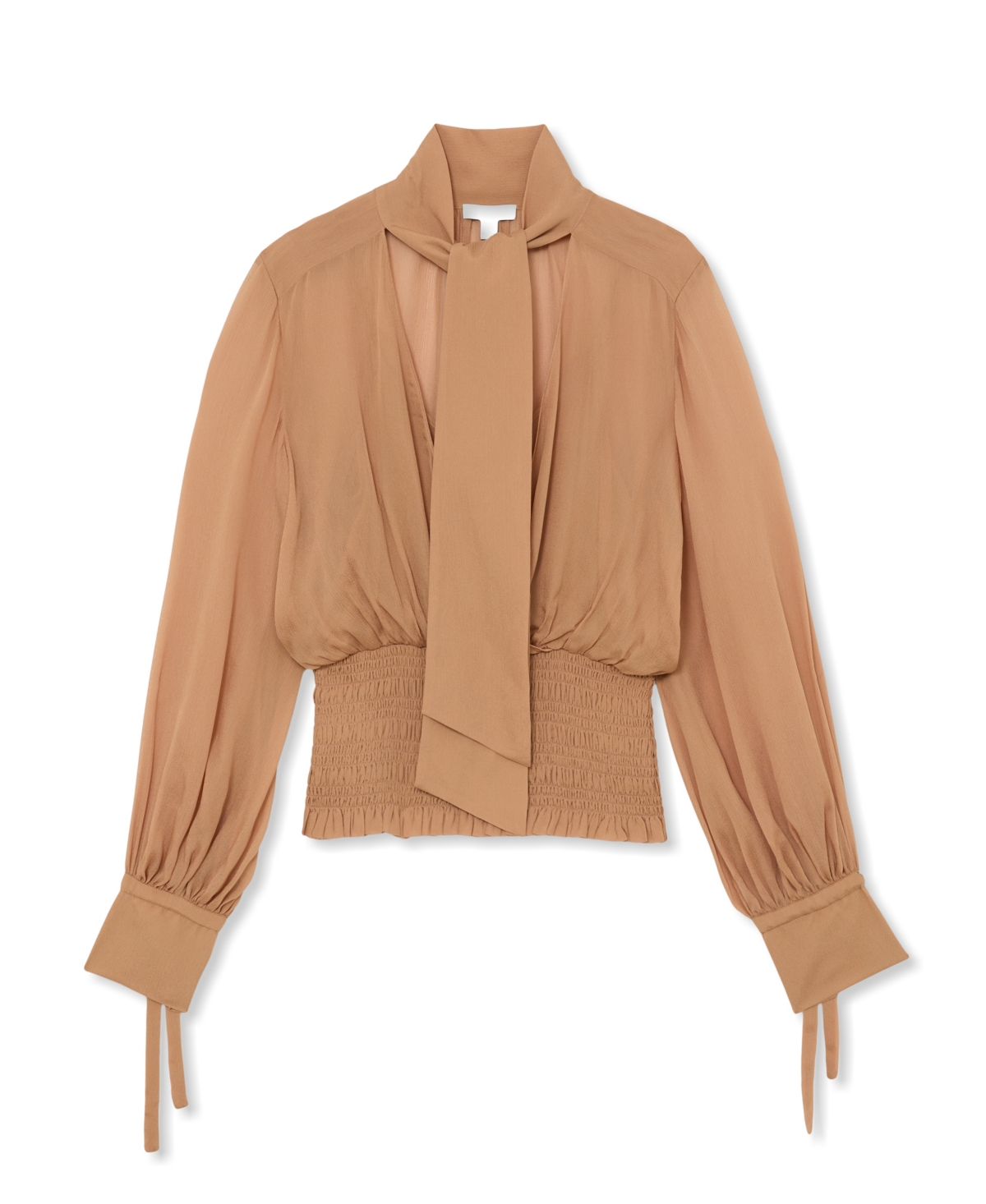 Reiss Women's Phoebe Long-Sleeve Sheer Tie-Neck Blouse