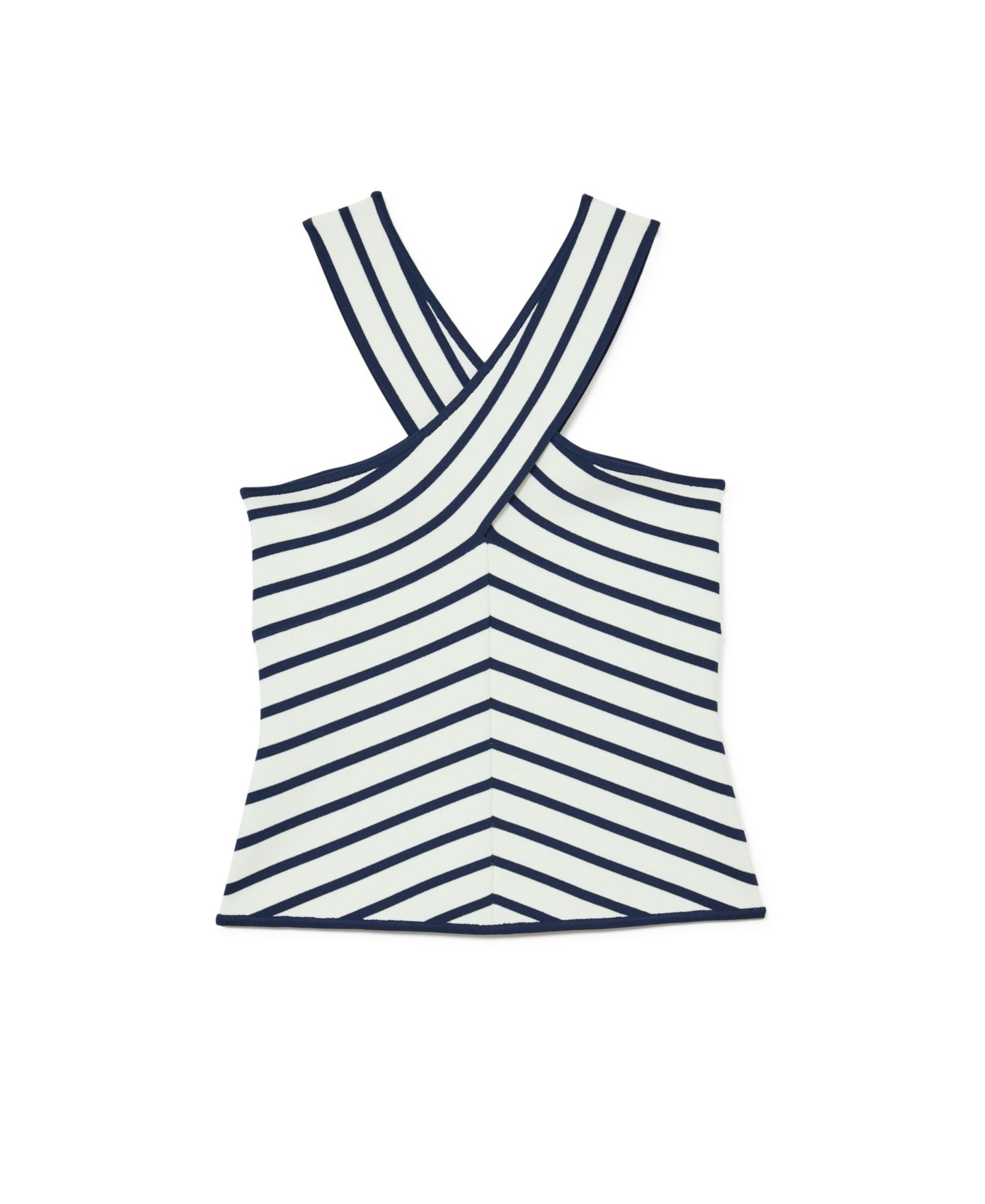 Женский жилет REISS Aria Striped Crossover Compact-Knit, цвет: Белый / Тёмно-синий — фото 5