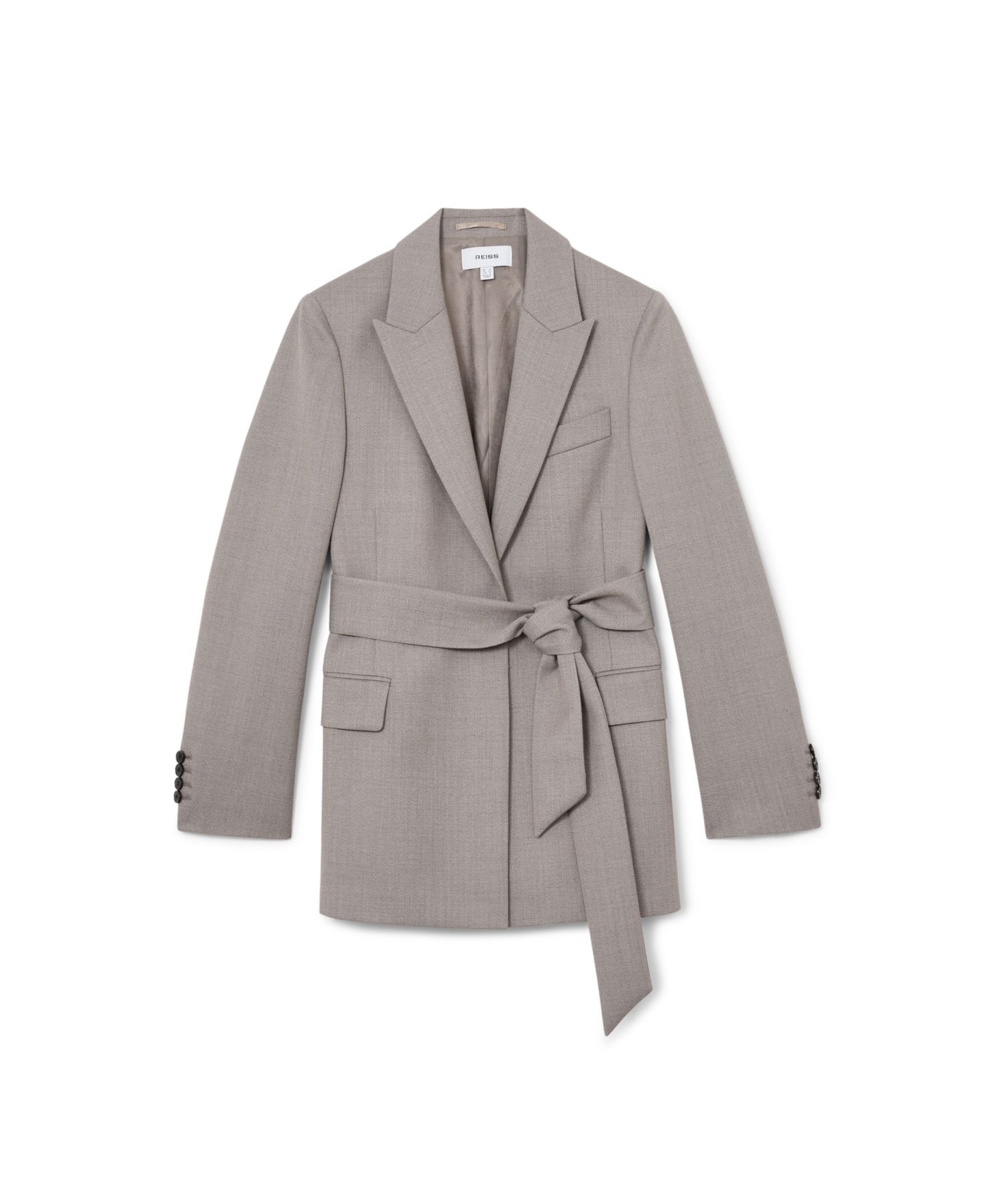 Женский пиджак REISS Briony Wool-Blend Belted Single-Breasted Blazer, цвет: Серый — фото 5