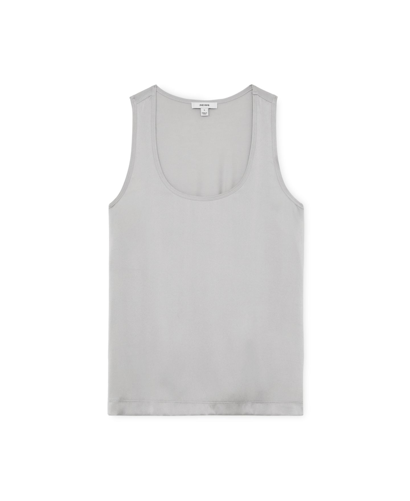 Женский топ REISS Ruby Sleeveless Scoop-Neck Silk-Front Cami Top, цвет: Серый — фото 4