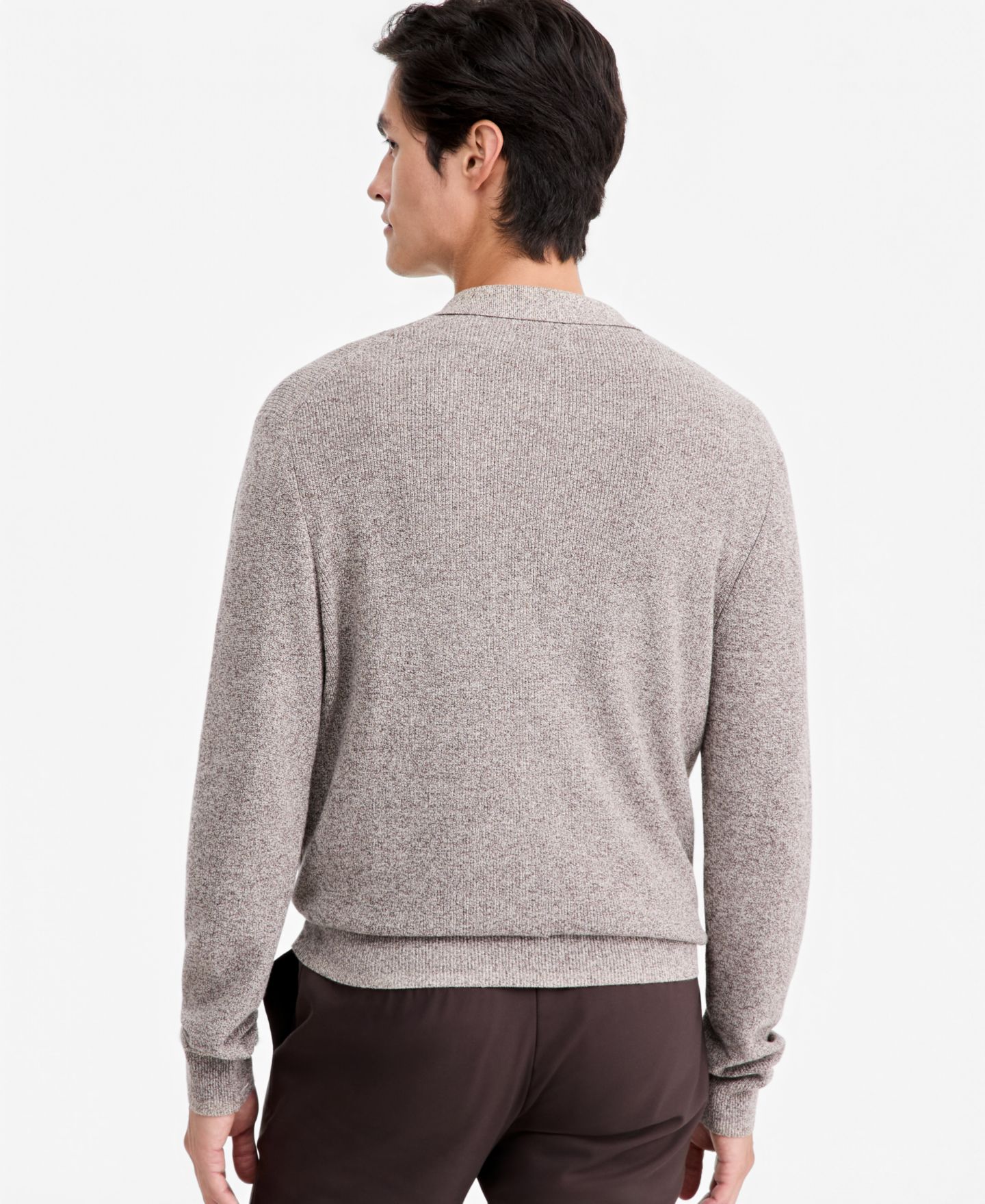 Мужской свитер Alfani Polo Long-Sleeve Regular-Fit Fully-Fashioned-Sleeve, цвет: Какао — фото 3
