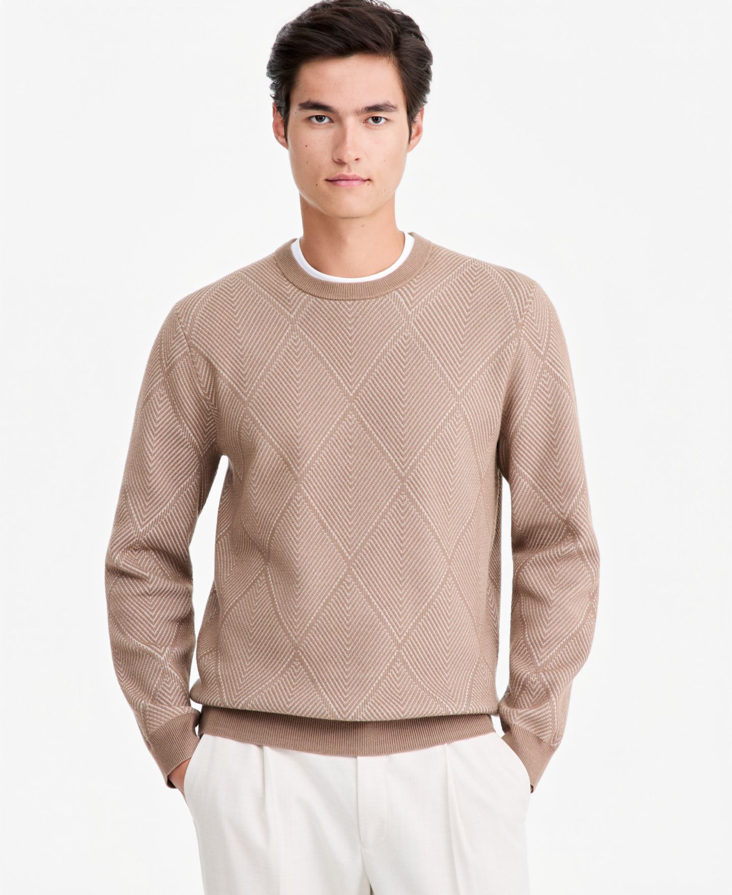 Мужской свитер Alfani Criss-Cross Jacquard Crewneck, цвет: Cracked Wa — фото 1