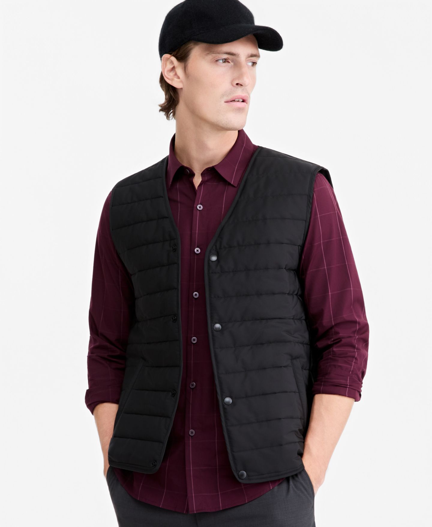Мужское пальто Alfani Alfatech Modular Topcoat with Removable Quilted Vest, цвет: Глубокий чёрный — фото 3