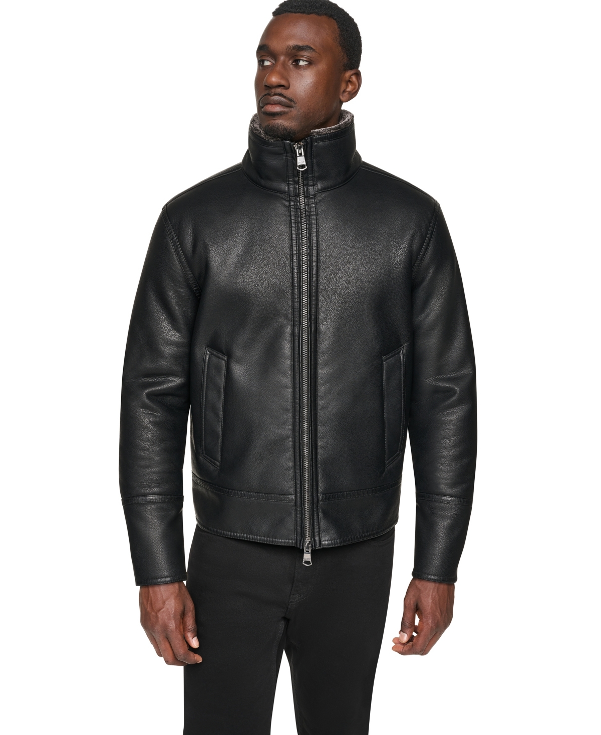 Dkny Men's Lined Shearling Jacket