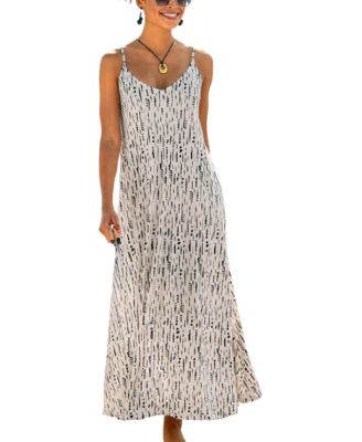 Women's Viscose Printed Tie Back V-Neck Maxi Dress