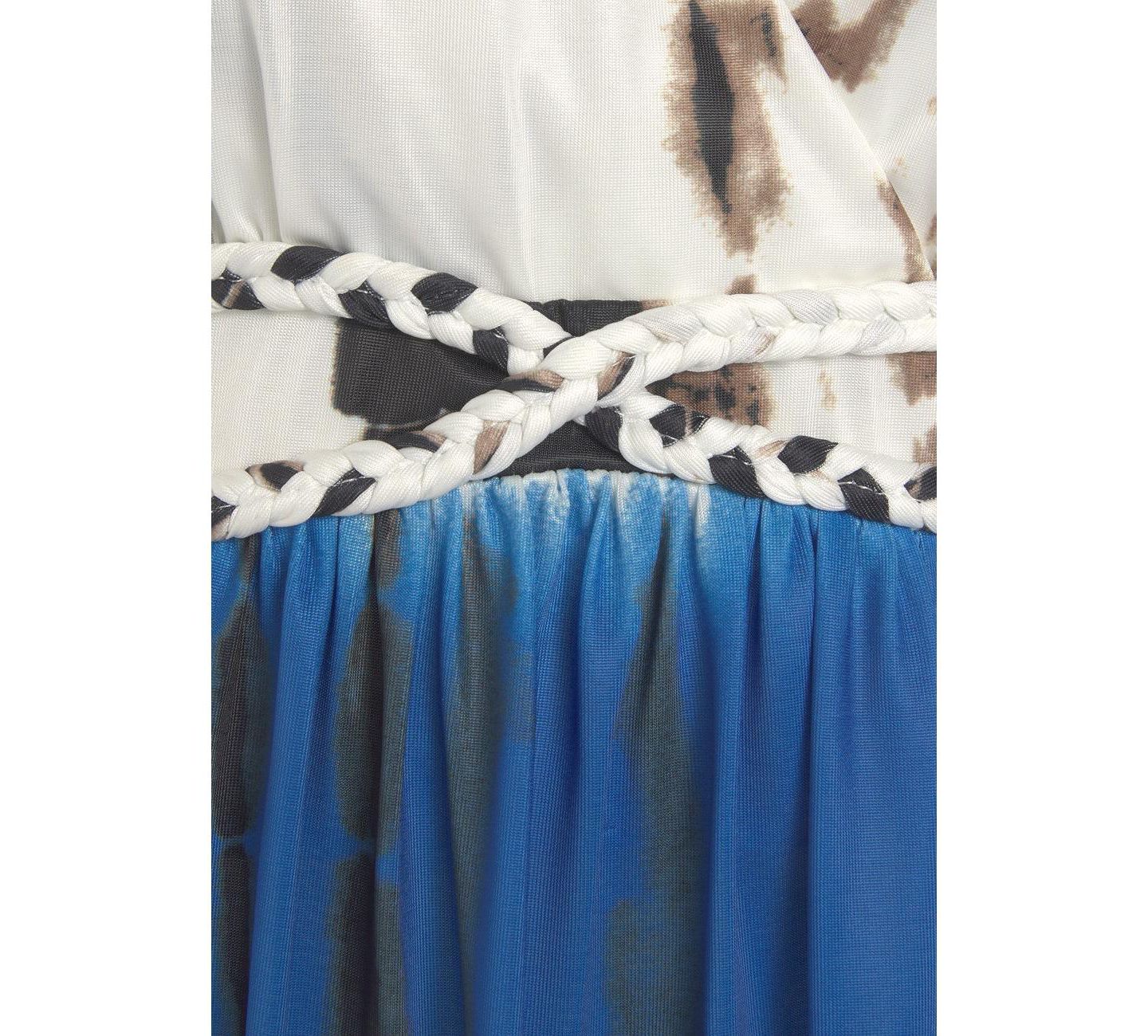 Женское платье LASCANA Tie-Dye Print A-Line V-Neck Empire-Waist Short, цвет: Тёмный синий разноцветный — фото 6