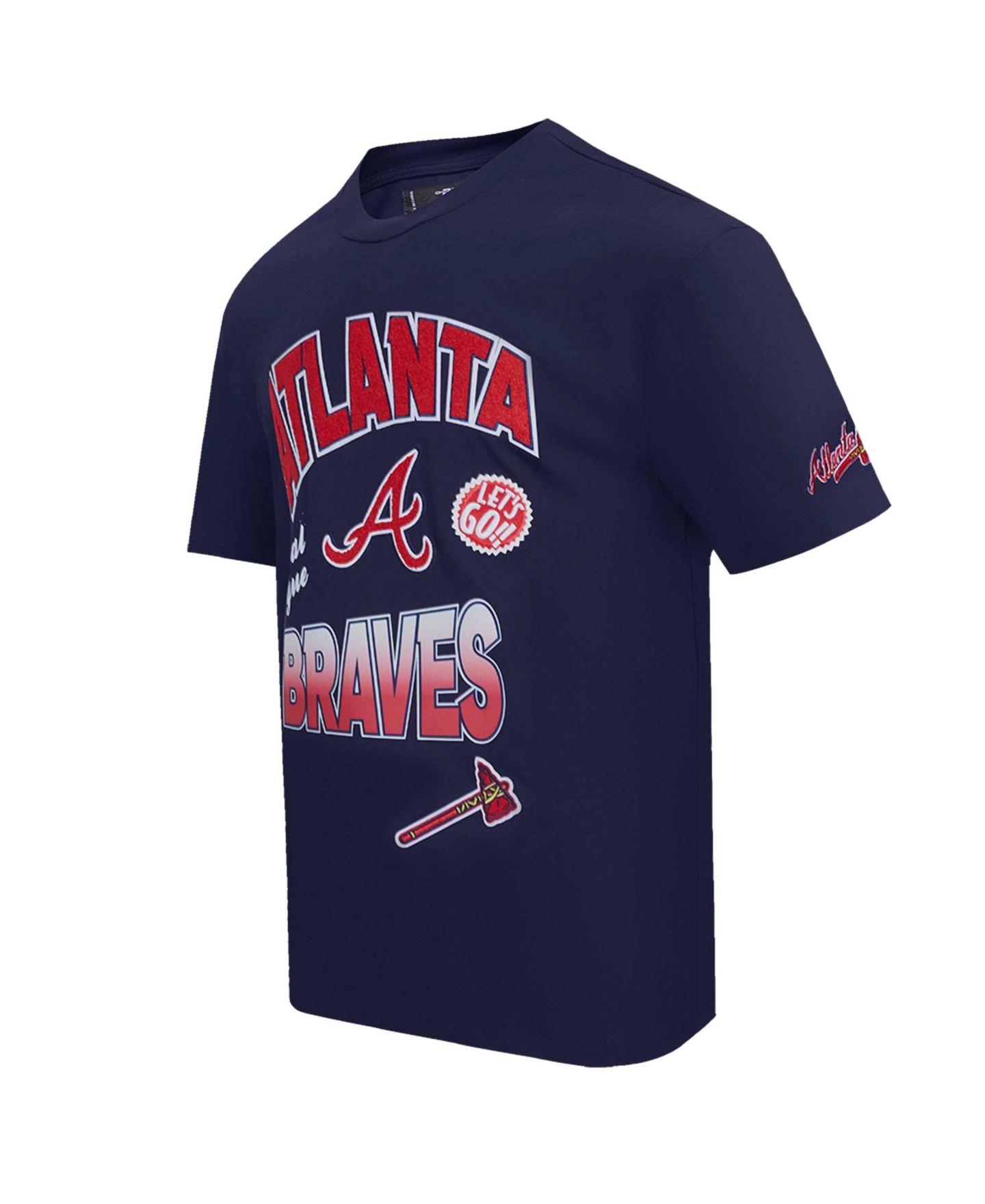 Мужская футболка Pro Standard Navy Atlanta Braves Turn It Up Dropped Shoulder — фото 2