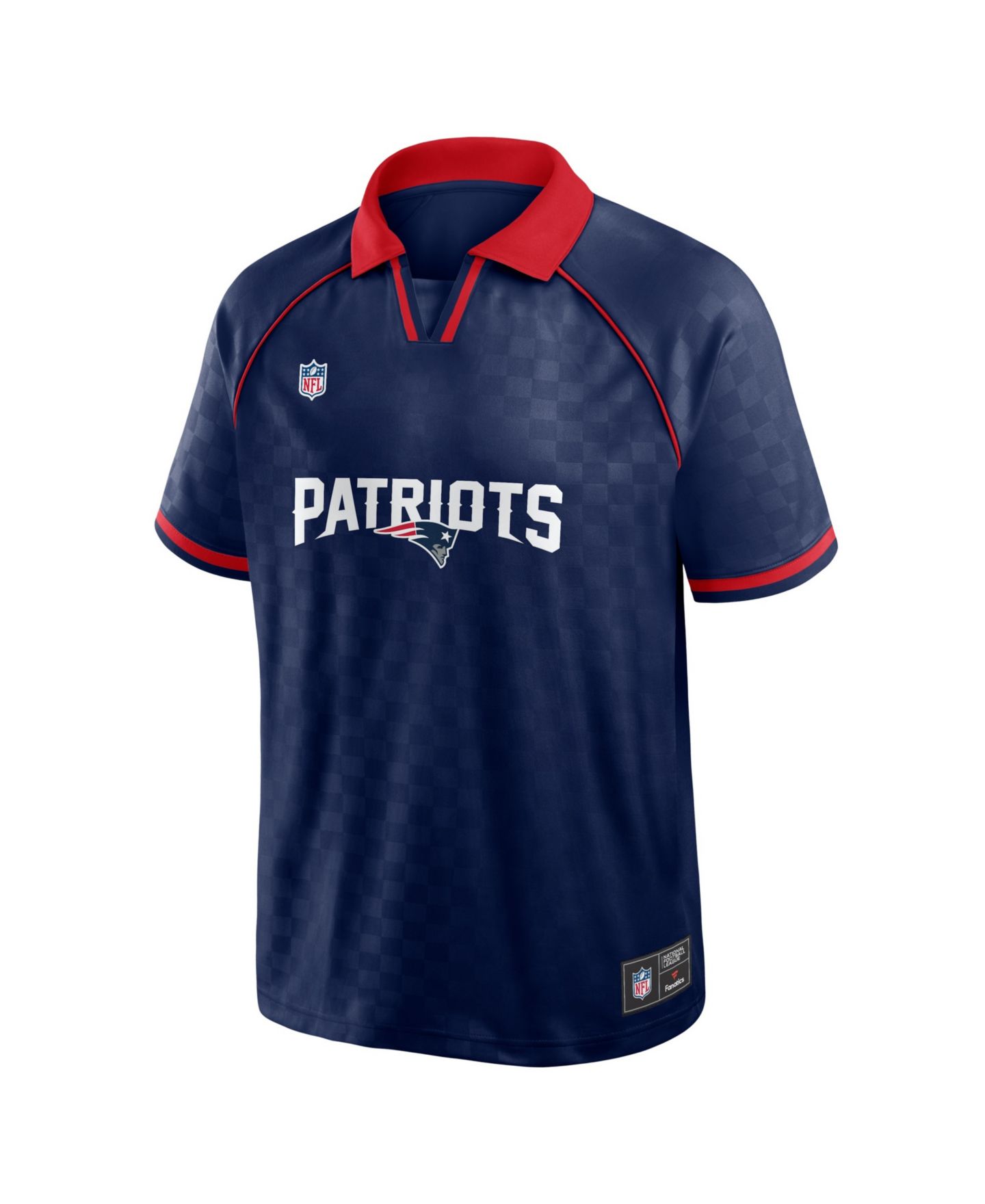 Мужское поло Fanatics Navy/Red New England Patriots Homerun Raglan V-Neck Polo Shirt — фото 2
