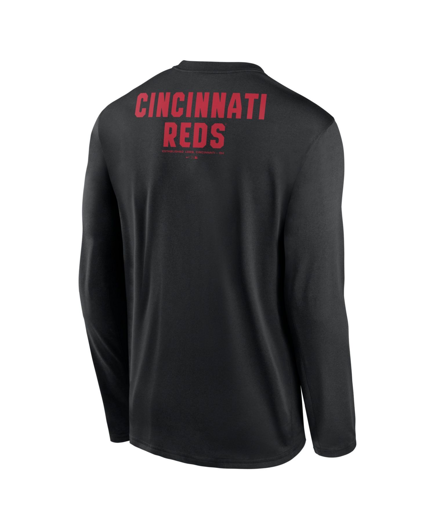 Men's Black Cincinnati Reds 2-Hit Legend Dri-FIT Long Sleeve T-Shirt