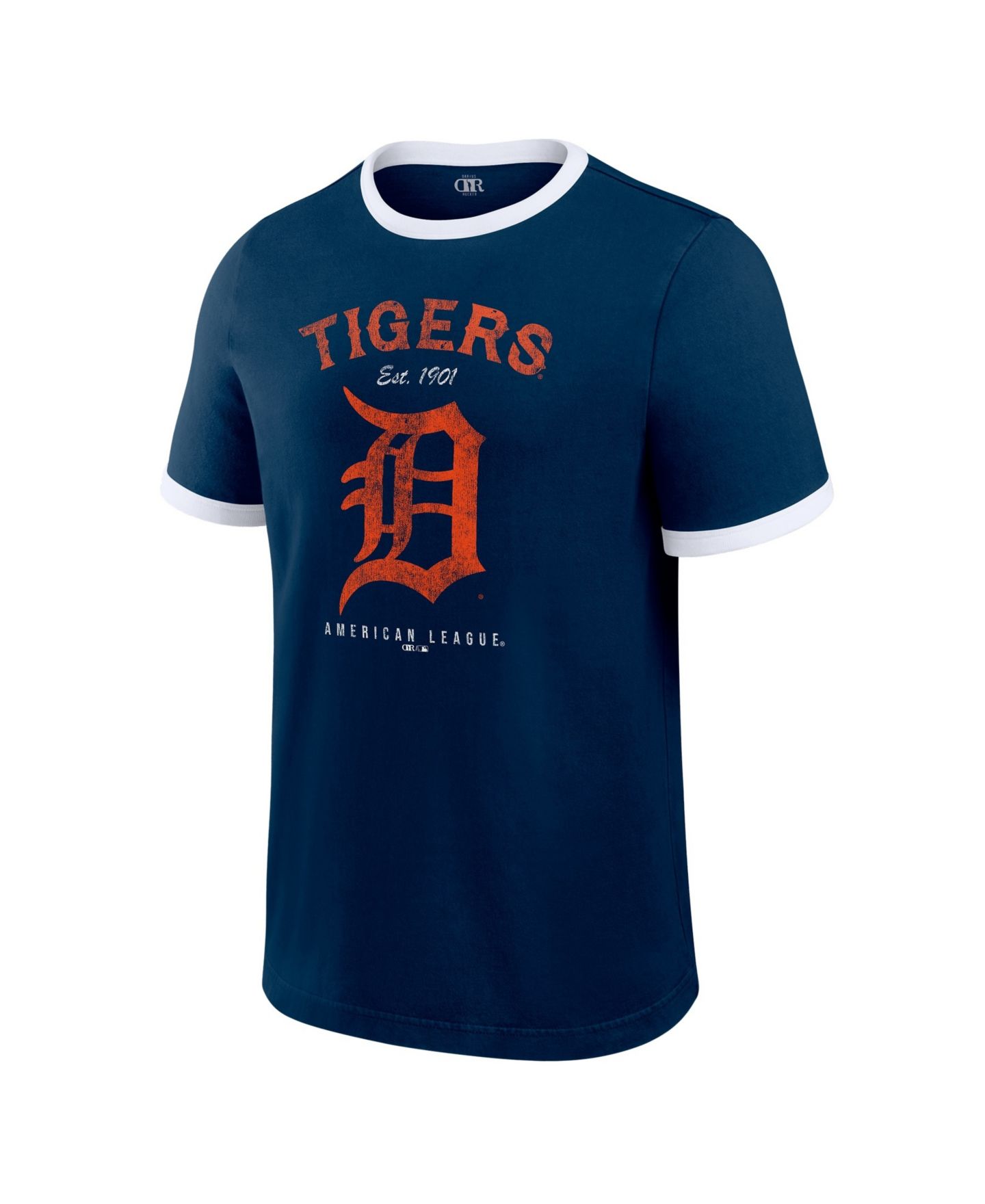 Мужская футболка Darius Rucker Collection By Fanatics Navy Detroit Tigers Washed Ringer — фото 2