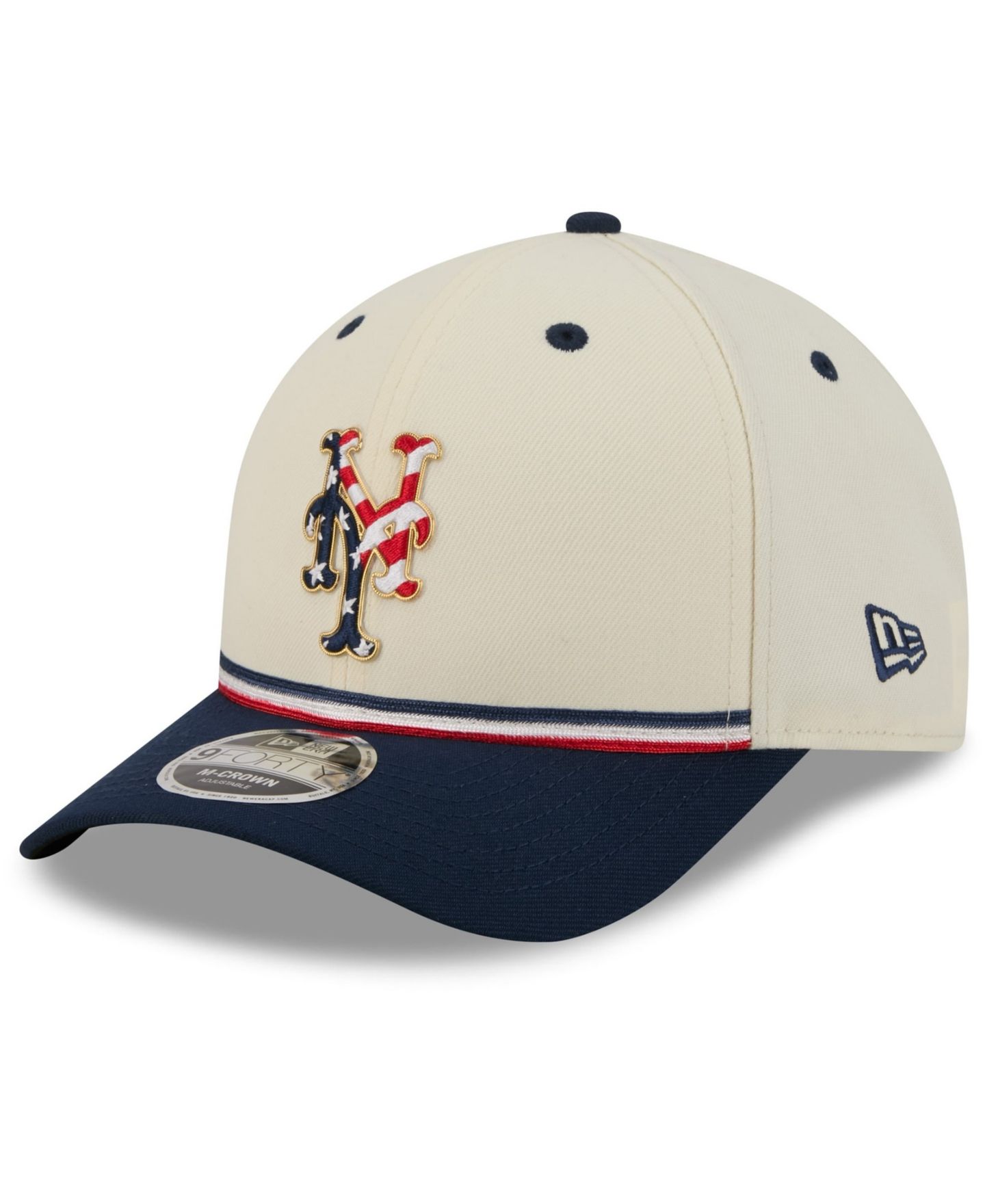 Детская кепка New Era Cream/Navy New York Mets USA 250 9FORTY M-Crown Adjustable Hat — фото 3