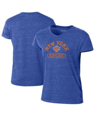 Women's Blue New York Knicks Tri-Blend V-Neck T-Shirt