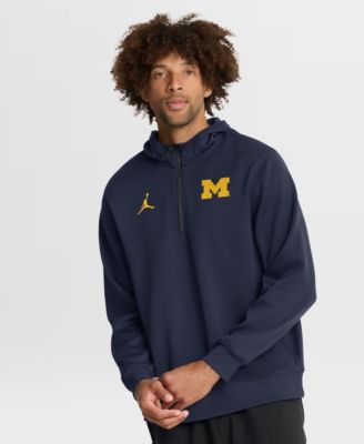 Men's Navy Michigan Wolverines Coaches Premium Dri-FIT Quarter-Zip Hoodie