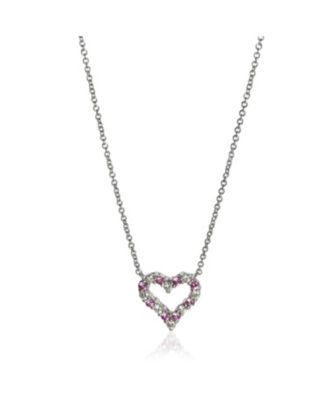 Platinum Pink Sapphire and Diamond Heart Necklace