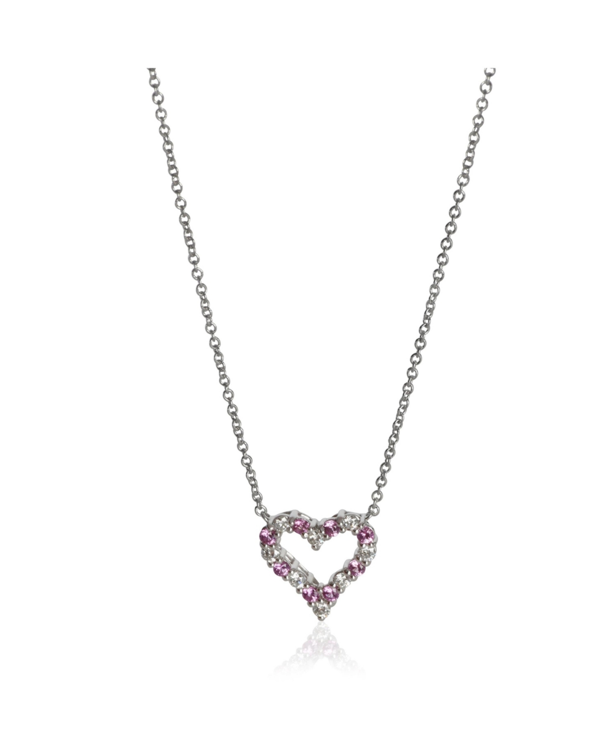 Pre-Owned Tiffany & Co Platinum Pink Sapphire and Diamond Heart Necklace - Platinum