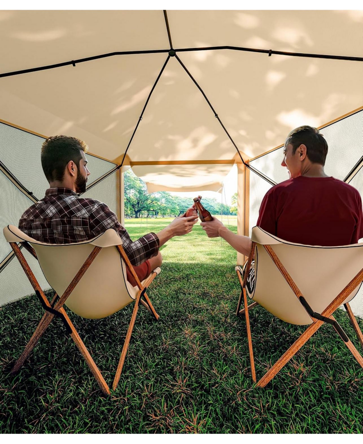 gaomon Pop-Up Screen Tent Gazebo, 10 x 10 Ft Camping Canopy Instant Shade, Featuring 5 Removable Privacy Canopy, and Made from 210D Oxford Fabric