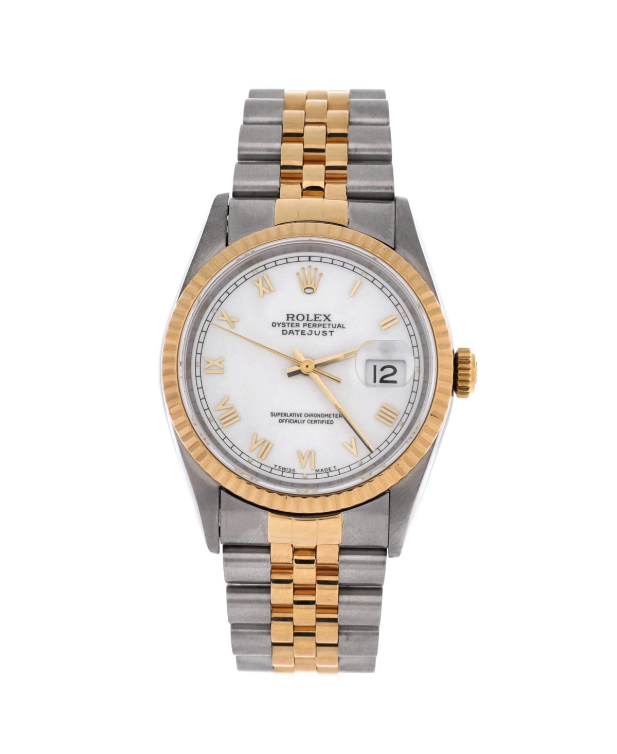 PreOwned Rolex Oyster Perpetual Datejust Automatic Watch in Stainless Steel and Gold 36mm  Dial color white